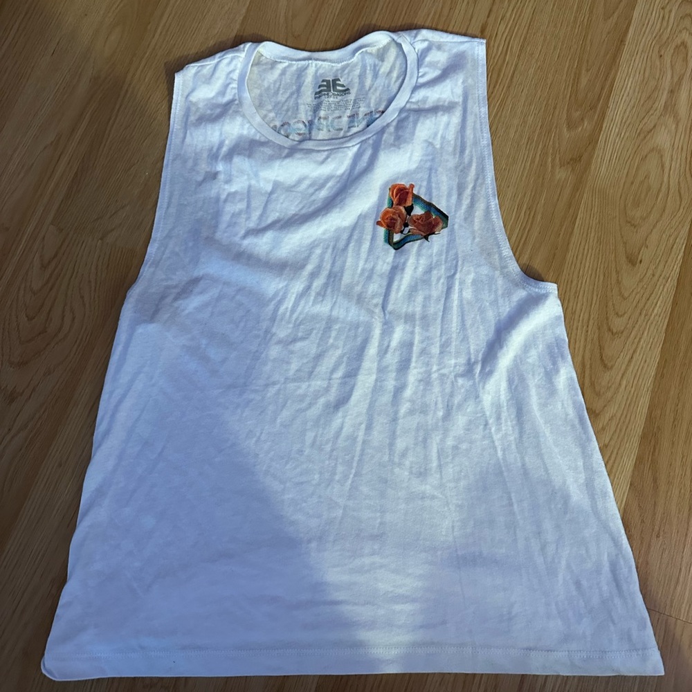 Imagine Dragons Tour White Sleeveless Top with Floral Patch